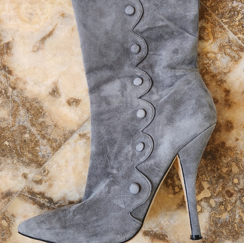 Betsey Johnson Charcoal Heeled Boots